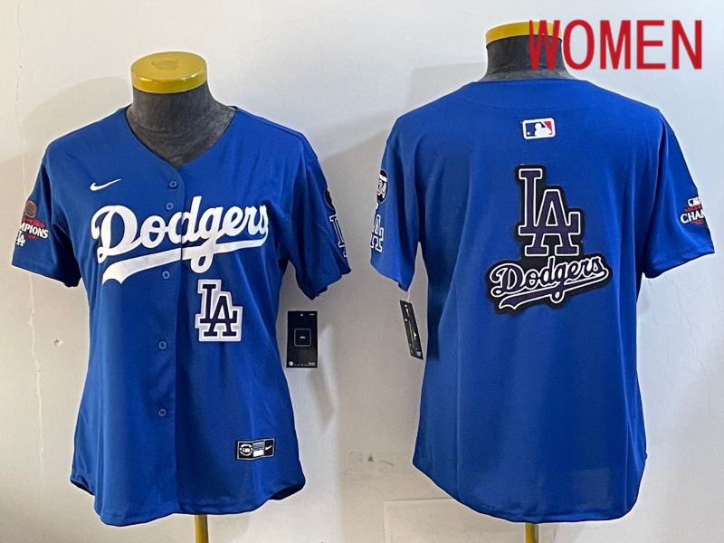 Women Los Angeles Dodgers Blank Blue Game 2024 Nike MLB Jersey style 12052->women mlb jersey->Women Jersey
